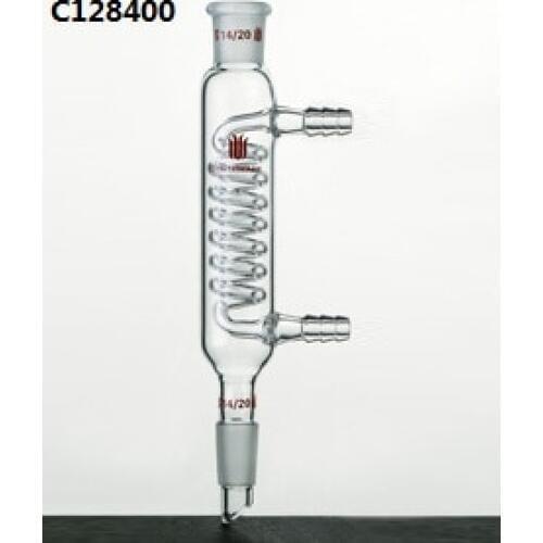 C128400 synthware,Condenser, Coiled, Jacket Length:400mm, Joints:29/42, O.D. hose Connection:10mm