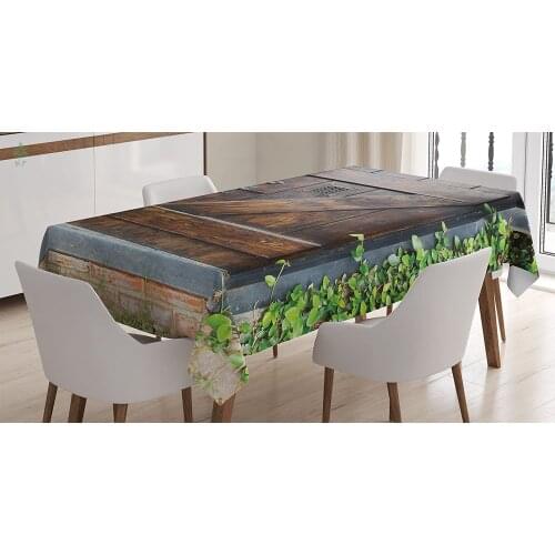 Rustic Tablecloth Spanish Style Dark Stained Wood Door Secret Garden With Grated Window Picture Dining Room Kitchen Table Cover