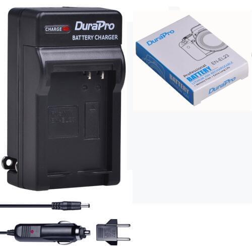 DuraPro 1pc 1850mAh EN-EL23 EN EL23 Li-ion Battery + Car/Wall Charger For Nikon COOLPIX P900, P610, P600, B700, S810c Camera