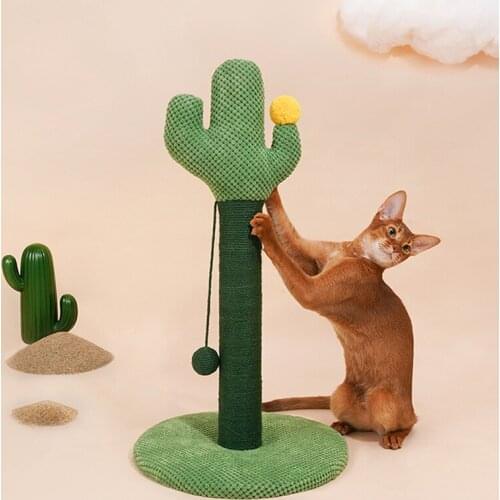 25" Tall Cactus Cat Scratcher, Protect Your Furniture with Natural Sisal Scratching Posts and Pads, for Kittens Adult Cats