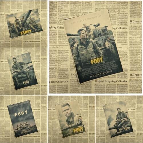 Fury Classic Movie Kraft Paper Poster Bar Cafe Living Room Dining room Wall Decorative Paintings