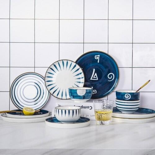 Creativity European Style Hand-painted Dishes Soup Spoon Suit crockery Dinnerware Tableware Household Gift Cutlery Dinner Set