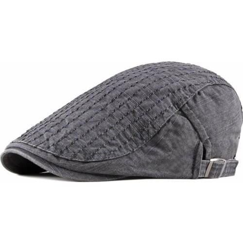 Fibonacci 2019 New Large Size Washed Men Striped Newsboy Hat High Quality Retro Cabbie Ivy Flat Cap Newsboy Caps