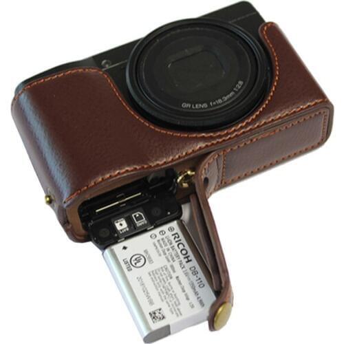 Genuine Leather half case Camera bag cover For Ricoh GR3 GRIII RICHO portable shell With Battery Opening