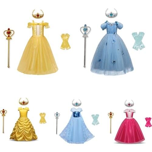 Fancy Girls Princess Dress Up Cosplay Costume Tulle Birthday Gown Party Halloween Children Party Clothes For 4-10 Years