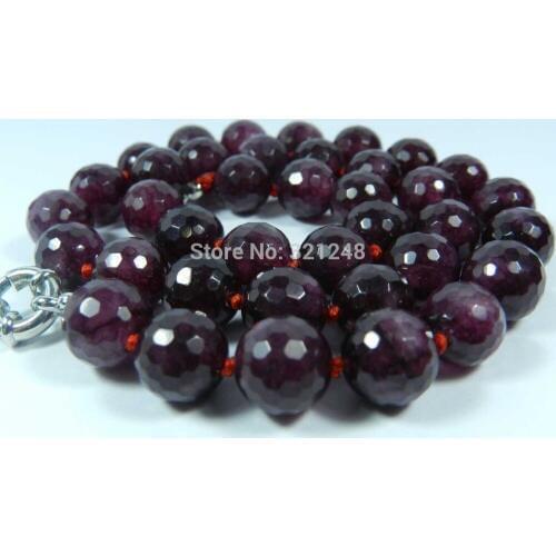 New fashion 10mm faceted round red garnet beads strand chain necklace for women elegant jewelry weddings party gifts 18inch BV03