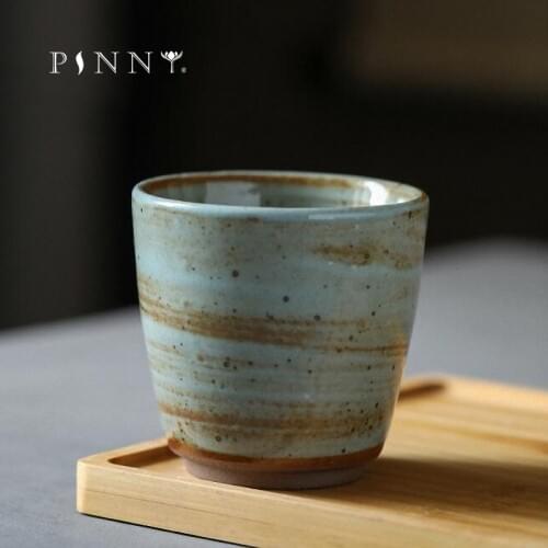 PINNY 260ML Japanese Style Ceramic Holding Teacup Hand Made Retro Coffee Cups High Temperature Kiln Mug Pigmented Drinkware