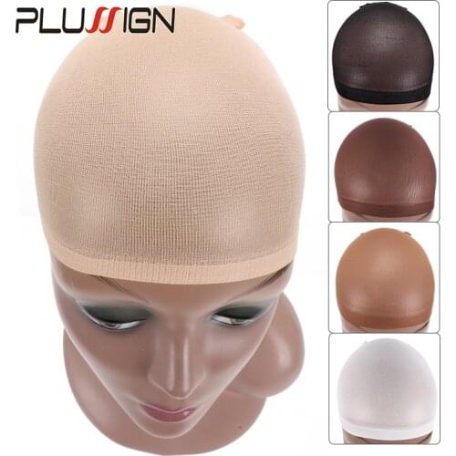Plussign 10Pcs Wholesale Stocking Wig Cap For Wigs Brown Beige High Quality Wig Cap Elastic Liner Mesh Caps For Making Wigs