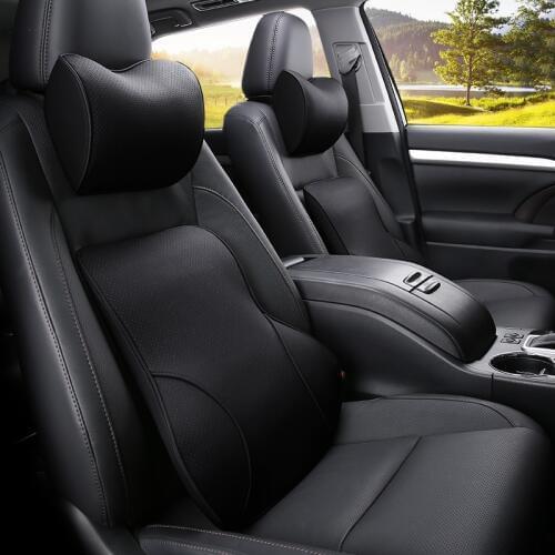 KKYSYELVA Neck Pillow Lumbar Waist Support Headrest Pillows Back Cushion Seat Supports Memory Foam Seat Covers Auto Accessories