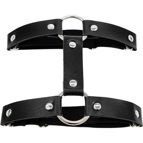 Sexy Women Elastic Leather Leg Ring Garters Belt Punk Thigh Ring Gothic Harajuku Bondage Bow Knot Harness Suspender Strap Garter