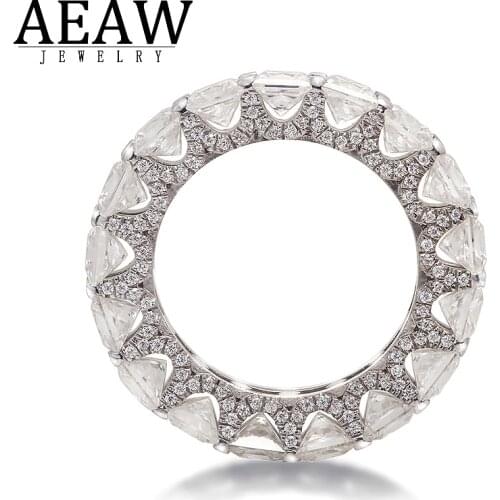 Full Eternity Ring Moissanite Halo Style 4mm Princess Cut Moissanite 14K Real Solid White Gold Fine Ring Wedding Ring Gift Lady