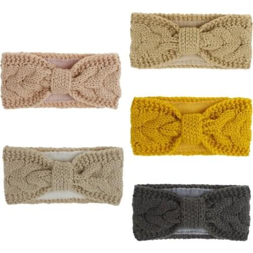 5Pcs Winter Cable Knit Sports Headband Knotted Plush Lining Turban Ear Warmer 649C