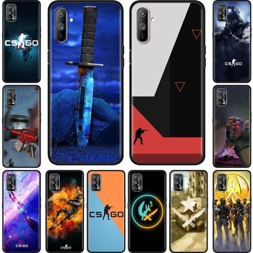 Luxury Phone Case For Realme 6 7 8 Pro C21 C3 XT 5 X50 C20 GT Neo C25 C11 Shockproof Black Soft Back Cover Gunfight Game CS GO