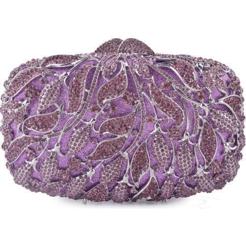 XIYUAN Luxury purple/black Crystal Multicolor Clutch Bag Women Diamond Evening Bag Wedding Banquet Purse Handbags crossbody bags