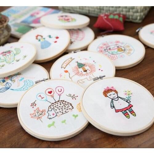 With bamboo hoop Fairy tale Ribbon embroidery kit flowers small pictures canvas fabric embroidery needlework home decoration