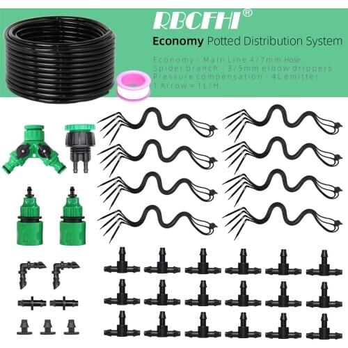 RBCFHI 5-50M Micro Spider Drip Irrigation System 4/7mm Main Line Potted Distribution Watering Kit Indoor Balcony Garden Drop Set