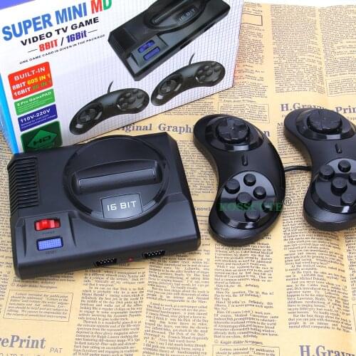 SG816 Super Retro Mini TV Video Game Console For Sega Mega Drive MD 16BIT 86 Games 8 BIT 605 Built-in Games 2 Gamepads