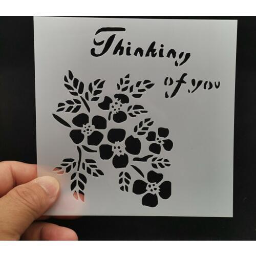 13*13 Thinking of you pvc Layering Stencils for DIY Scrapbooking/photo album Decorative Embossing DIY Paper Cards Crafts