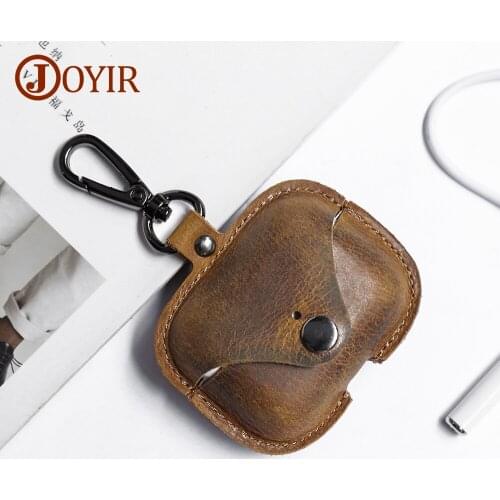 JOYIR Vintage Cowhide Earphone Cover Case for Apple Airpods Genuuine Leather Earphone Protective Bag Box Organizer