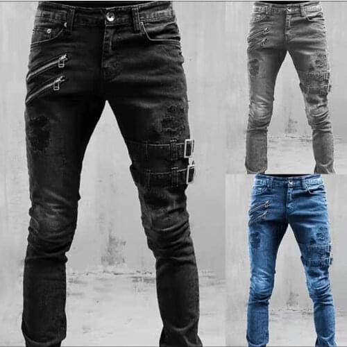 YIKUO Men Skinny Jeans