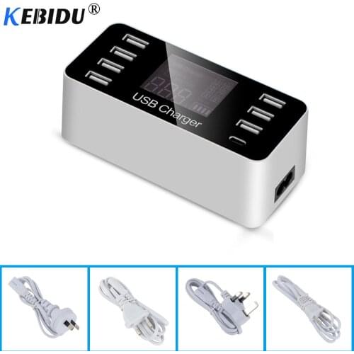 Kebidu 7 Port USB Type C 5V/8A Socket Charger With Voltage Current LCD Display for Smart Mobile Phone Tablet PC EU/US/ Plug