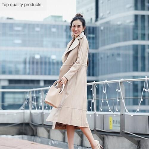 Genuine Leather Jacket Women 2020 Autumn Winter Fashion Real Sheepskin Coat Female Long Trench Coat Steetwear Chaqueta Mujer