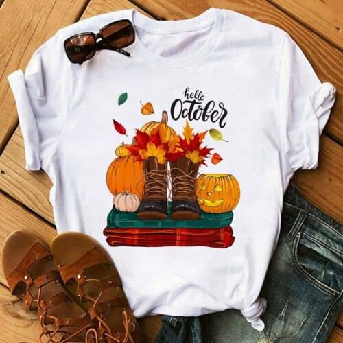 FIXSYS Spice Coffee Pumpkin 90s Thanksgiving Fall Halloween Women T Shirt Female Summer Tshirts Fashion Ladies Tops Tee