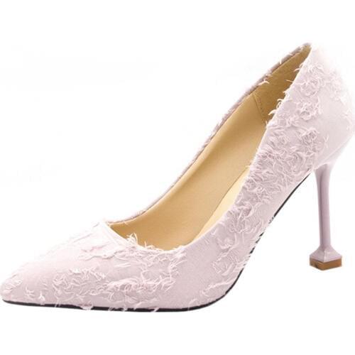 Net Red Girl Small Fresh High Heels Female 2019 Spring New Personality Lace Pointed Shallow Mouth Stiletto Womens Shoes