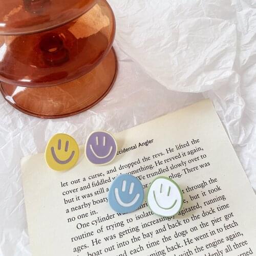 Cute Smiling Smile Earrings for Women Fashion Girl Irregular Earring Ear Jewelry Female Blue Clip Earrings