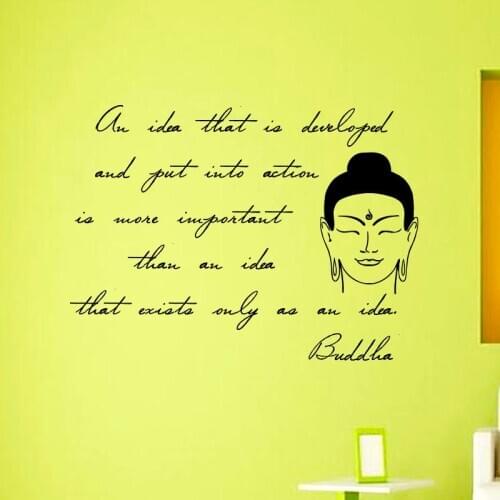 ZOOYOO Buddha Wall Sticker Inspiring Sentence Home Decor Removable Wall Decal Chakra Mandala Mantra Chakra Meditation Art Murals