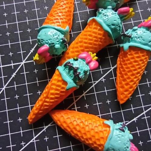 1pcs/lot resin Disfigured girl cartoon ice cream cone 41mm Cabochons Hair Bow Center Card Frame Making Craft DIY