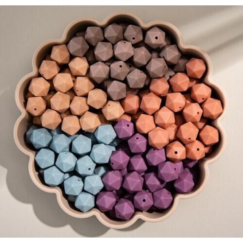 10pc Silicone Beads Hexagon Beads 14mm Food Grade Silicone Teether DIY Pacifier Clips Beads Necklace Baby Teether Lets Make