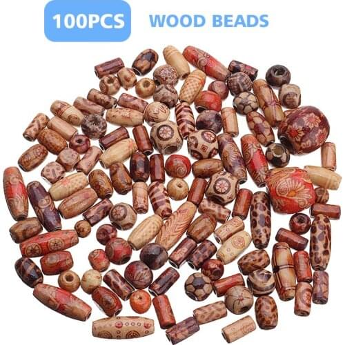 100PCS Jewelry Mixed Beads Big 3.17-5mm DIY Wooden Hole Beads Crafts Fit Charm Bracelet forJewelry Making Accessories