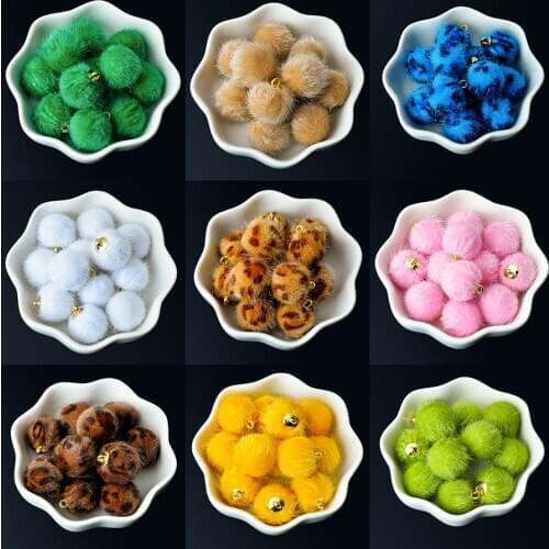 10p 16mm fur Pompom ball beads charms pendants for Necklace Bracelet DIY earrings Jewelry Making headdress/garment accessories