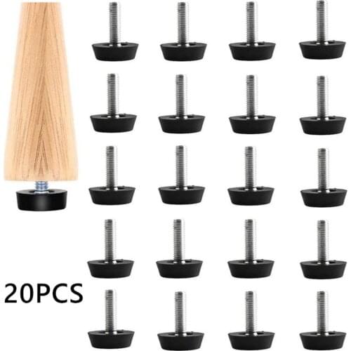 20Pcs Adjustable Foot Pad Furniture Legs Anti-slip Base Table Cabinet Leg Pad Feet Leveler M6 Screw Metal Furniture Accessories