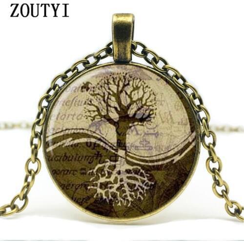 2018 / Yin Yang Pendant Tree of Life Necklace Logo Magic Sign Glass Pendant Necklace