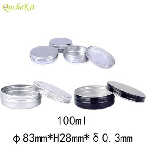 24PCS 100ml Clear Window Tin Jar Box Black Empty Aluminum Storage Box Screw Lid Sample Bottle Case Makeup Organizer Container