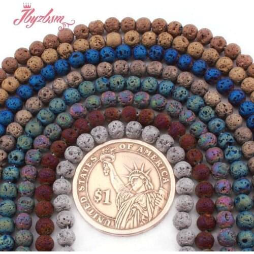 4mm Round Sponge Beads Volcanic Lava Rock Stone Spacer Beads for DIY Accessorie Women Men Necklace Bracelet Jewelry Making 15"