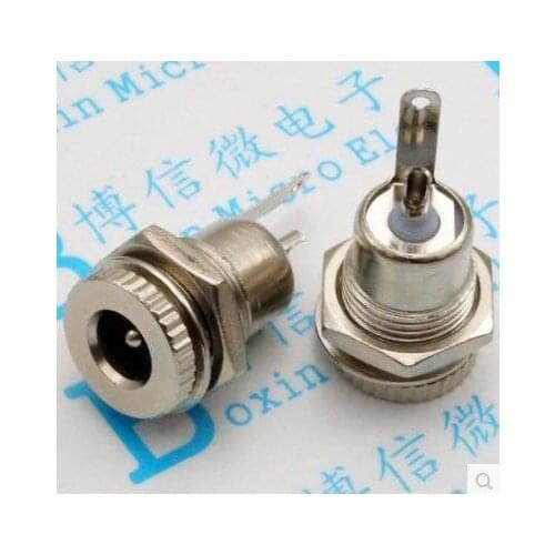 5pce/LOT DC099 5.5 mm x 2.1mm DC Power Jack Socket Female Panel Mount Connector Metal DC-099 Open Hole 11MM 5.5*2.1 5.5*2.5