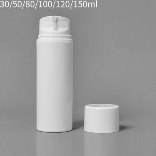 150ML white plastic airless bottle,white/trasparent lid for lotion/emulsion/serum/cream/foundation/gel skin care packing