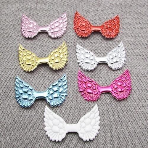20pcs/lot 5x3.3cm Mixed Padded Shiny Glitter Angel wing Shape Appliques For Kid DIY Patch And Baby Headwere Accessorie