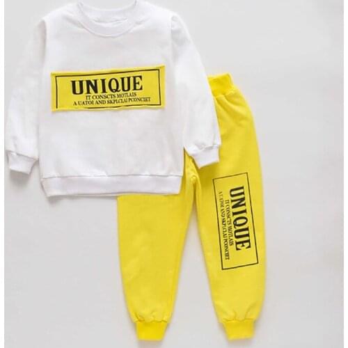 2-3 Years Kids Boys Casual Active Clothing Sets Full Sleeve Pullover Tops And Letter Print Pants Suits 2Pcs Children Clothes