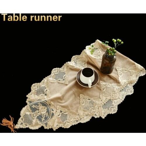 European Velvet Fabric Embroidered Bordered Table Runner Hotel Villa Home Bedroom Study Desk Weding Decoration Piano Cover Cloth