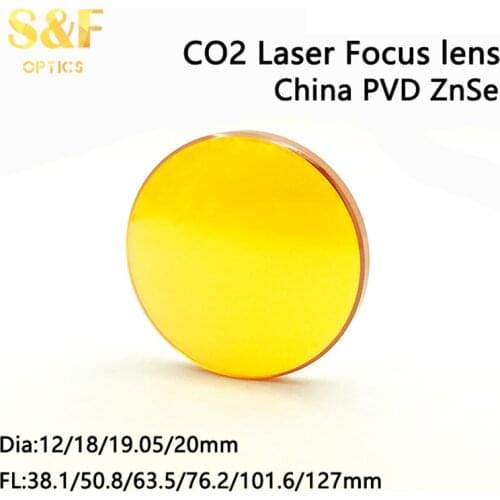 China PVD Znse CO2 laser focus lens Dia. 12 18 19.05 20 mm FL 1.5 2 2.5 3 4 5 inch for laser cutting machine