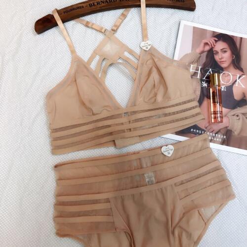 Wriufred French Bralett Sexy Lace Lingerie Plus Size Wire Free Thin Bra Suit Girl Underwear Big Chest Bra Set