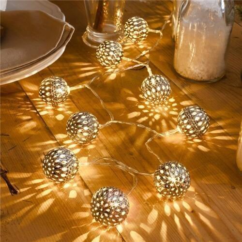 1.5M 10LED battery AA iron Ball String Fairy Lights Xmas Wedding Party Home Decoration Lamp Bulb
