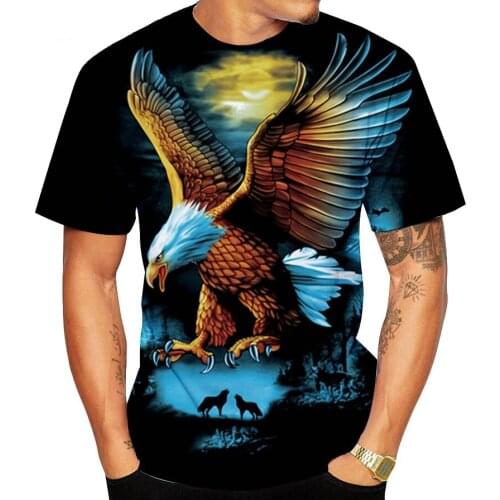 Flying Eagle T-shirt 2021 Summer Fashion Top Mens and Womens Short Sleeve 3D Printing Animal Harajuku O-Neck Pullover Clothing