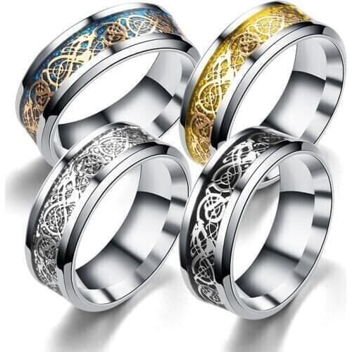 Monla 8mm silver coloring Celtic Dragon Carbide Ring Mens Jewelry Wedding Band silver color Rings Jewelry Eternity Ring