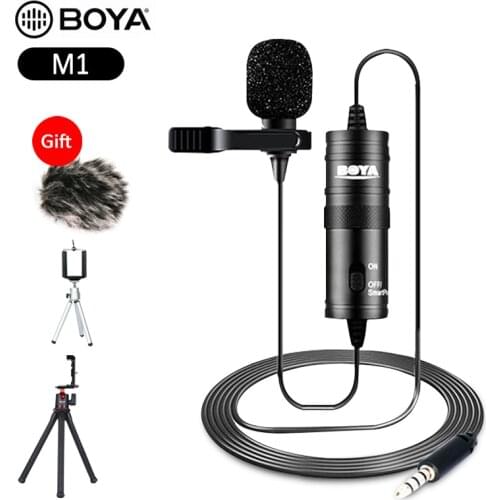 BOYA BY-M1 Audio Video Record 3.5mm clip-on lapel lavalier microphone for camera iPhone Android DSLR Podcast Camcorder Recorder