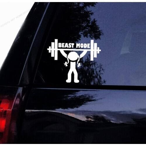 Gym Wall Deca Lady Beast Mode Weightlifter Decal Girl Vinyl Gym Fitness Weightlifting Barbells Workout Window Wall StickerWQ125